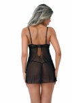 Lace Babydoll and String komplet z koronką, wzorem serc i fiszbinami, czarny M/L