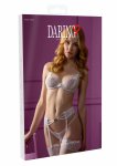 Be Mine Bra and Panty Set koronkowy komplet z pasem do pończoch i stringami, S/M czarny