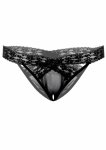 Alessandra koronkowe figi z otwartym krokiem, siateczka, S/M L/XL, czarne