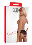 Nicolette figi z otwartym tyłem i ozdobnymi paseczkami, koronka, S/M
