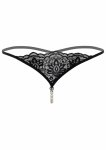 Obsessive Pearl beaded g-string koronkowe stringi z panelem i perełkami, S/M