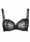 Very Sexy unlined lace bra czarny, koronkowy biustonosz z ozdobnymi paskami