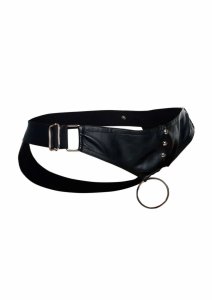 DNGEON Cockring Jockstrap pas intymny z metalowymi nitami i otwartym tyłem, czarny