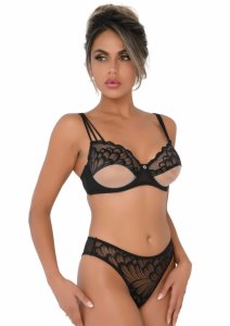 Hunkemoller Unlined bra with faux underbust koronka, regulowane ramiączka, ozdobny diament 80B