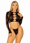 Leg Avenue Seamless Crop Top & String czarny komplet damski S/M, nowoczesny fason, elastyczny