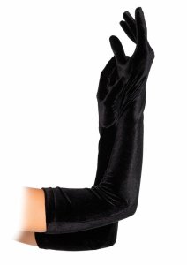 Velvet Opera Length Gloves czarne, długie rękawiczki welurowe, uniwersalny rozmiar, 55 cm