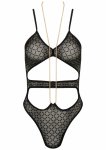 Body BD101 ekskluzywne złote hafty, tiul, regulowane paski, odpinany łańcuszek