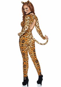 Leg Avenue Cougar Catsuit komplet 3-częściowy: kostium z ogonem, opaska, kołnierzyk
