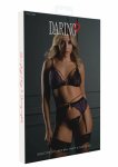 Daring Intimates 3PC Lace Bra Panty & Garter Set – fioletowy komplet koronkowy z regulacją