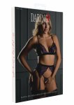 Daring Intimates 3PC Peek-a-Boo Bow Set – fioletowy komplet z pasem do pończoch, rozmiar M