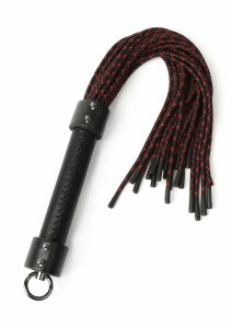 Hidden Desire Genuine Leather Knot Flogger – czarno-czerwony bat z naturalnej skóry, 55 cm
