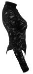 Cottelli LINGERIE Lace Body czarny M, długi rękaw, koronkowy, stojący kołnierzyk