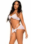 Leg Avenue Mesh Bra Top z kryształkami, stringi i sarong 3-częściowy zestaw S