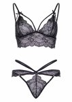 Dreamgirl Strappy Bralette and String komplet koronkowy z cyrkoniami i paskami M