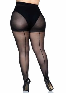 Plus Backseam Pantyhose rajstopy modelujące plus size z eleganckim szwem XL