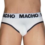 MACHO MCH006 Klasyczne slipy męskie biało-czarne L Lycra z panelem push-up