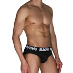 MACHO MCH007 Klasyczne majtki męskie Black+Black M Lycra z anatomiczną miseczką push-up