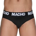 MACHO MCH007 Klasyczne majtki męskie Black+Black M Lycra z anatomiczną miseczką push-up