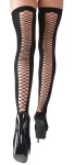 Cottelli LEGWARE Thigh-High Stockings L/XL – czarne pończochy z siateczką, silikon