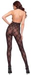 Fantasy Catsuit Open S-L – czarny koronkowy kombinezon z wycięciami, halterneck