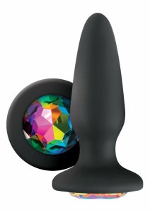Glams Gem Plug silikonowy korek intymny z ozdobnym kryształem, anatomiczny fioletowy