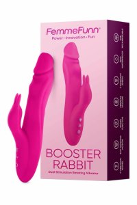 FemmeFunn Booster Rabbit Pink model z rotacją 360°, podwójna stymulacja, 7 trybów, silikon