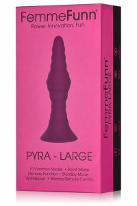 FemmeFunn Pyra Large Dark Fuchsia wibrująca zatyczka z pilotem, 10 trybów, silikon, przyssawka