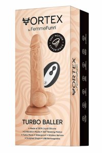 FemmeFunn Turbo Baller Nude bezprzewodowa maszyna intymna z rotacją 360°, 8 trybów, pilot