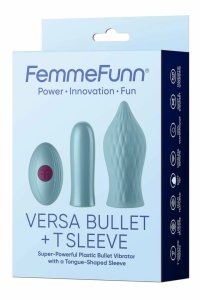 FemmeFunn Versa Bullet z nakładką T Sleeve Light Blue silikonowa, 7 trybów, pilot, wodoodporna