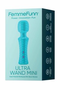 FemmeFunn Ultra Wand Mini Turquoise – kompaktowy masażer 10 trybów, tryb Boost, silikon premium