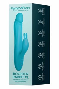 FemmeFunn Booster Rabbit XL Turquoise – wibrator, funkcja Boost, system rotacyjny, 27,9 cm