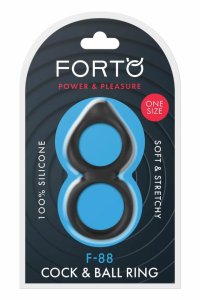 FORTO F-88 Double Ring Black silikonowy podwójny pierścień intymny, elastyczny, czarny
