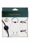 Virgite Nipple Clamps z regulowanym kneblem kulkowym i łańcuszkiem, metalowe