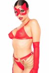 Kinky Diva Cat Mask Red maska kotka z eko-skóry, regulowana, połysk czerwona