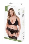 Baci 3 PCS. ECO Bra, Garter and Panty Set Black, QS – ekologiczny komplet, biustonosz, figi, pas, Queen Size