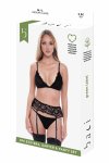 Baci 3 PCS. ECO Bra, Garter i Panty Set Black S/M – ekologiczny komplet, biustonosz, pas, figi