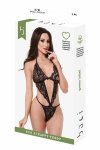 Baci Eco Strappy Teddy Black M/L – ekologiczne body z paskami, czarne, koronka z recyklingu
