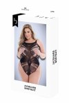 BACI Jacquard Bodysuit Black QS – czarny body z siateczką i żakardem, Queen Size