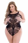 BACI Jacquard Bodysuit Black QS – czarny body z siateczką i żakardem, Queen Size