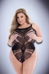 BACI Jacquard Bodysuit Black QS – czarny body z siateczką i żakardem, Queen Size