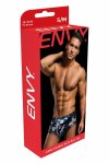 ENVY Camo Trunks Navy S/M – bokserki z dog tagiem, granatowy kamuflaż, S/M