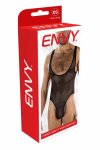 ENVY Fierce Deep V Mesh Bodysuit Black OS – siateczkowy body męski, głęboki dekolt V, czarny