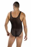 ENVY Fierce Deep V Mesh Bodysuit Black OS – siateczkowy body męski, głęboki dekolt V, czarny