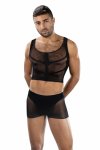 ENVY FISHNET ARMOR 2 Piece Set Black OS – sportowy komplet siateczkowy, crop top i szorty, czarny