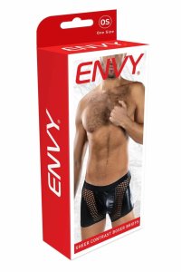 ENVY Sheer Contrast Boxer Briefs Black OS – bokserki z siateczką i kontrastowymi panelami, czarne