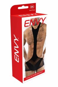 ENVY STEALTH SLING BODYSUIT BLACK OS – anatomiczny body męski slingshot, czarny, elastyczny materiał