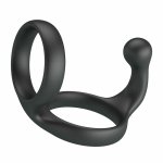 Crazy Bull Florian – podwójny anatomiczny pierścień silikonowy, czarny, ergonomiczny