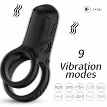 ARMONY Wibrator dwupierścieniowy czarny, silikon medyczny, 9 trybów, USB, wodoodporny