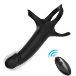 ARMONY Dildo z pierścieniem i pilotem, silikon medyczny, 9 trybów, czarne