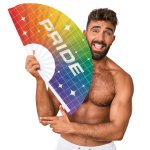 Pride Fan 64 cm – dekoracyjny wachlarz z napisem PRIDE, lekki, solidny